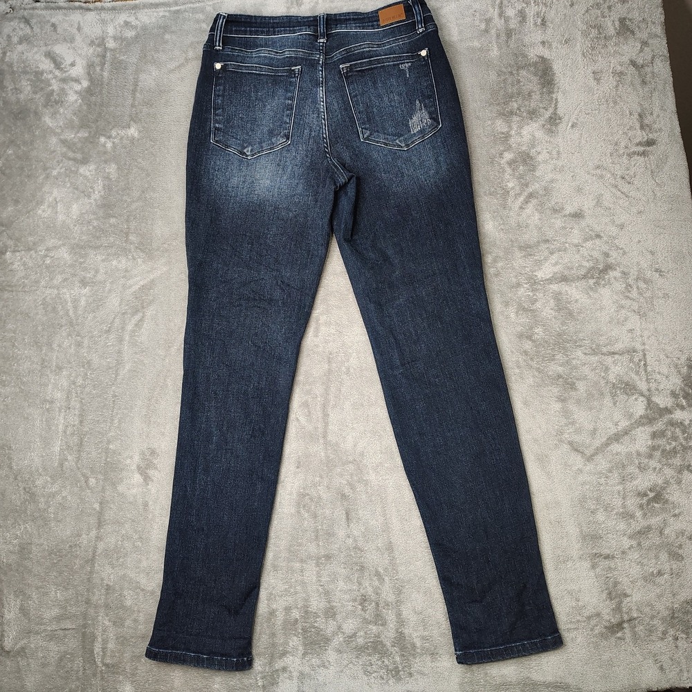 Judy Blue Jeans Womens 30 Blue Boyfriend Dark Wash Distressed Stretch Denim - Picture 2 of 16